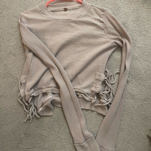 Long sleeve top with tie up sides
